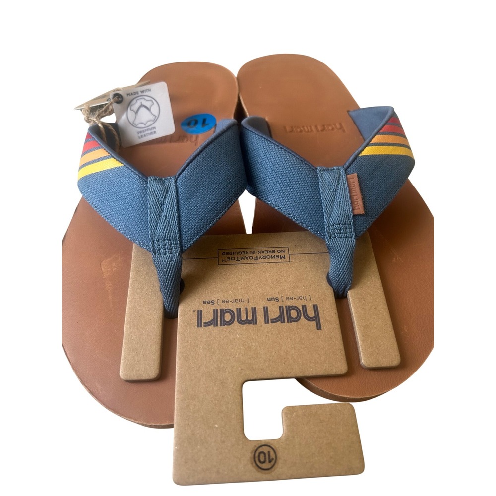 Hari Mari Flip Flops Size 10 Mens Leather Memory Foam‎ Toe